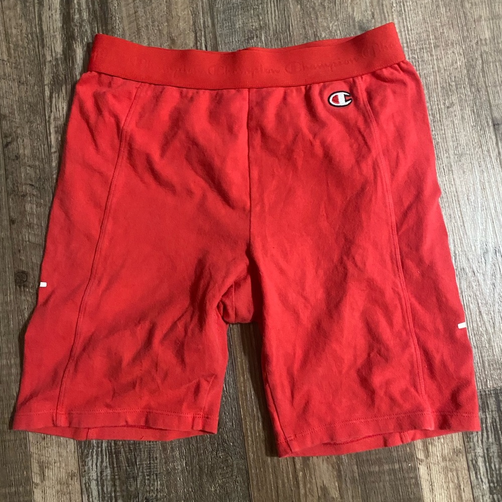 Red champion biker shorts